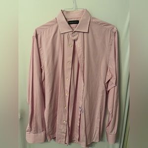 Ralph Lauren Black Label Made in Italy Dress Shirt Size 16.5L Pink Bengal Stripe